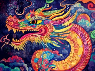 炫彩中国龙的奇幻图案