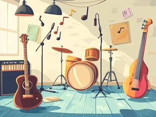 音乐工作室的多彩乐器世界