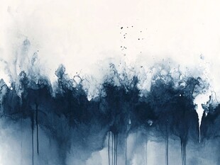 水墨抽象风景画作意境浓