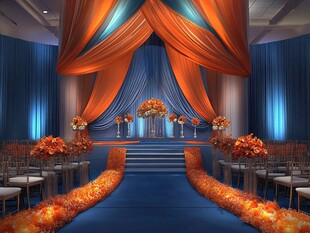 橙色系梦幻婚礼仪式场景