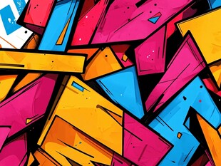 多彩几何涂鸦图案