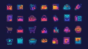 多彩时尚购物相关图标集