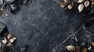 黑金大理石配叶装饰背景