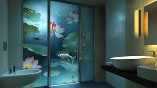 梦幻荷花鱼景卫浴空间