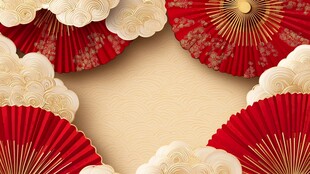 中式红伞祥云背景图