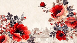 复古花卉图案背景装饰画