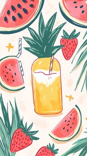 夏日缤纷水果插画图案