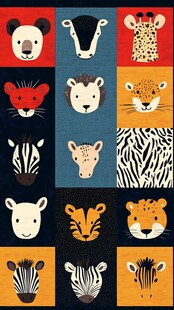 可爱动物头像图案设计