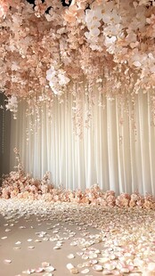浪漫粉色花瓣婚礼场景布置