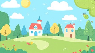 田园风光中的可爱小屋