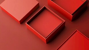 红色方形包装盒展示
