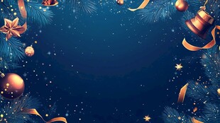 蓝色圣诞装饰背景图