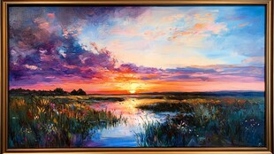 日落时分的美丽原野风光