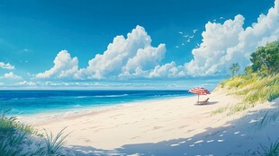 夏日海滨浪漫惬意风光