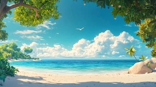 夏日海滨的静谧自然风光