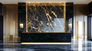 奢华大理石酒店大堂前台