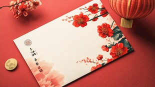 中式花卉贺卡喜庆氛围浓