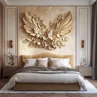 奢华卧室之精美浮雕背景墙