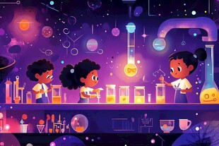 儿童在实验室探索科学奥秘