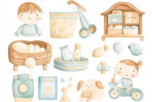 可爱萌趣宝宝用品插画集