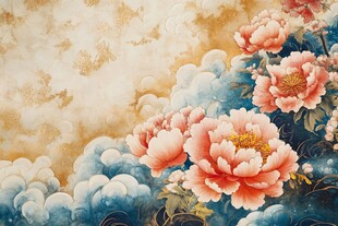 国色牡丹伴祥云瑞鹤图