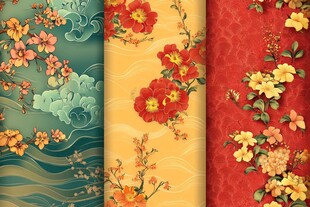 中式花卉纹理图案集合