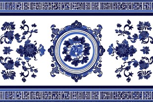 中式青花瓷精美装饰图案