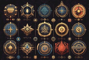 奇幻风格神秘魔法徽章集合