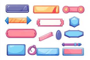 多彩卡通风格按钮图标集