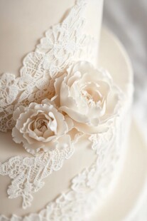 精致蕾丝花朵装饰婚礼蛋糕