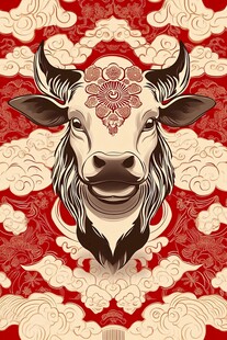 牛年祥瑞牛图腾插画
