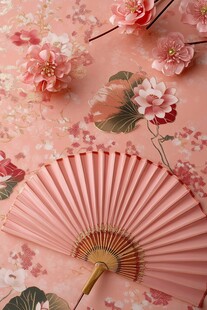 粉色折扇邂逅烂漫纸艺花