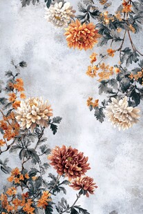 中式水墨菊花花卉背景图