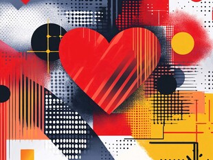 爱心几何抽象艺术图案