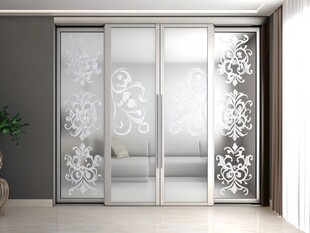欧式雕花玻璃推拉衣柜门