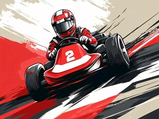 激情卡丁车赛手飞驰瞬间