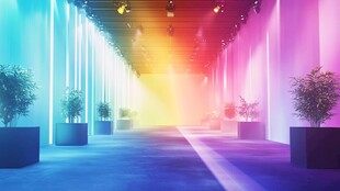 梦幻彩色灯光室内走廊场景