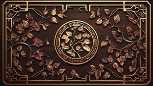 中式复古金叶雕花装饰图案