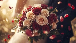 浪漫婚礼手捧花 花瓣飞舞