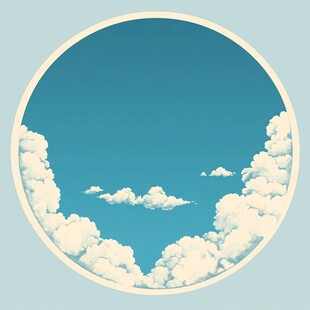 圆形画框中的梦幻云朵
