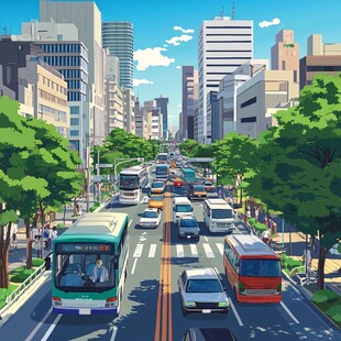 城市繁忙街道景象