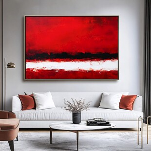 红色抽象画装点现代客厅