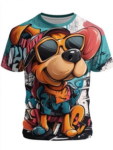 卡通萌狗涂鸦风T恤