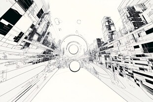 未来城市线条风抽象景象