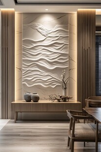 新中式客厅艺术背景墙展示