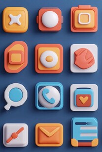 多彩立体手机应用图标展示