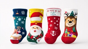 圣诞主题儿童袜子展示