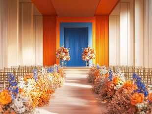 橙色系浪漫婚礼仪式场地