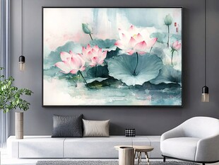 水墨荷花装饰画 客厅新中式