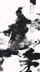 水墨古风侠客背影